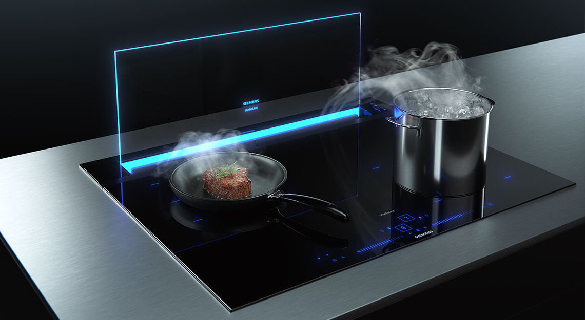 Siemens glassdraft air kookplaat met afzuiging